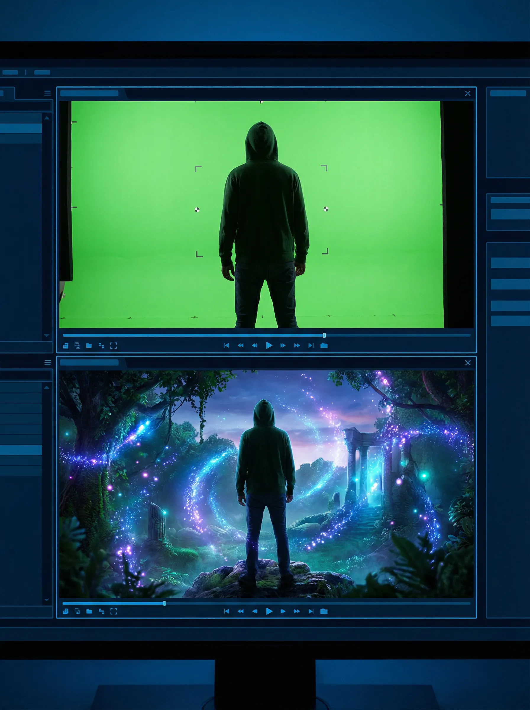 玩偶姐姐 绿幕抠图合成 - 奇幻场景VFX特效